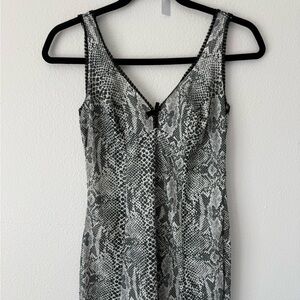 Snake Print Slip Dress in Black and White